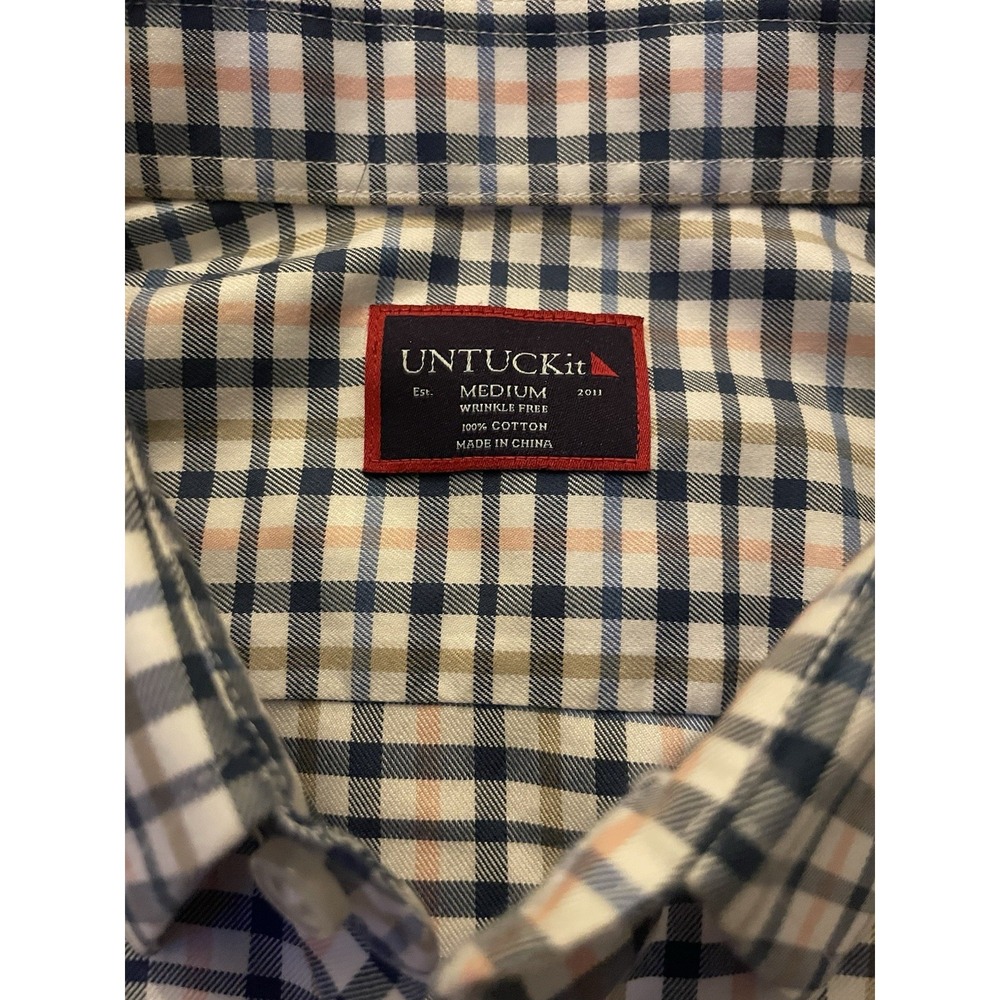 UNTUCKit Long Sleeve Button Up Shirt Men's Pink Blue Plaid Medium JBHS - Picture 10 of 10